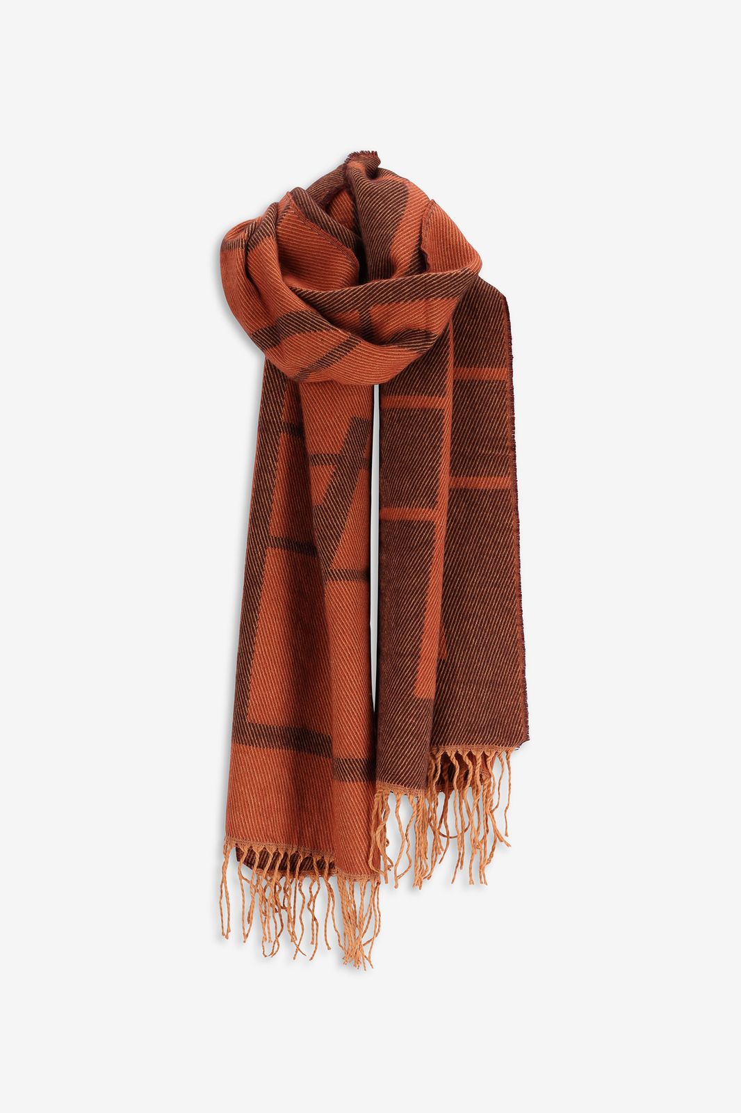 Oranje amore sjaal met franjes