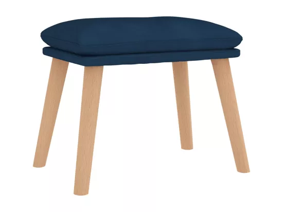 Chaise de relaxation avec tabouret Bleu Velours
