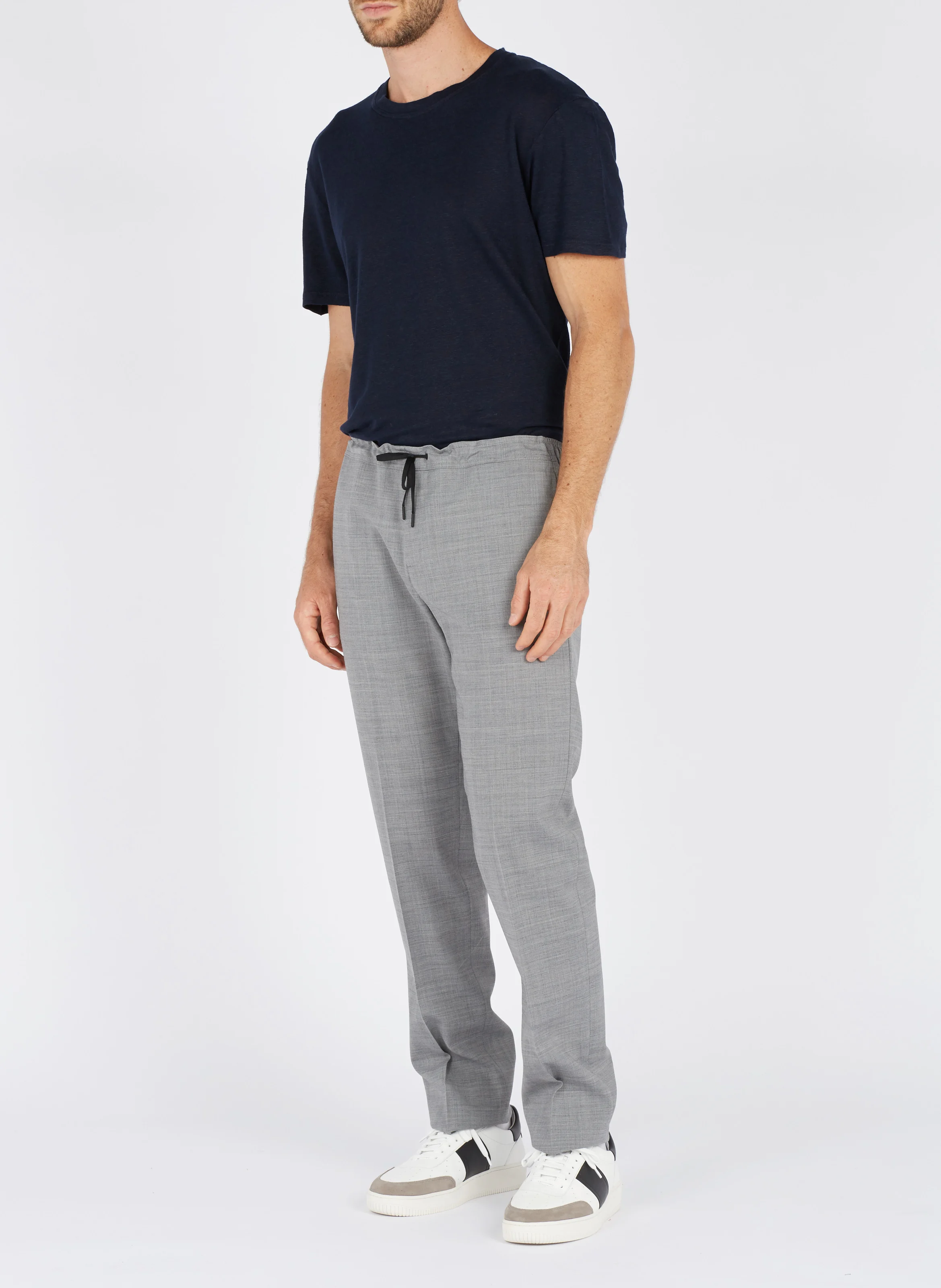 Tee-shirt col rond regular-fit en lin | Bleu