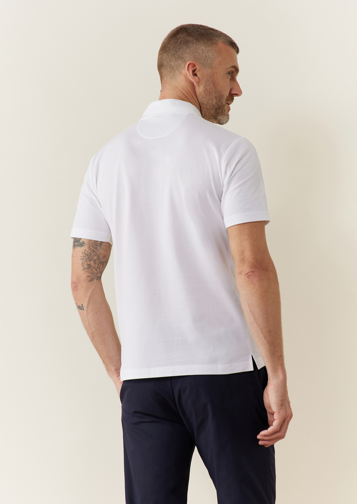Polo Prodigieux en coton mélangé uni blanc