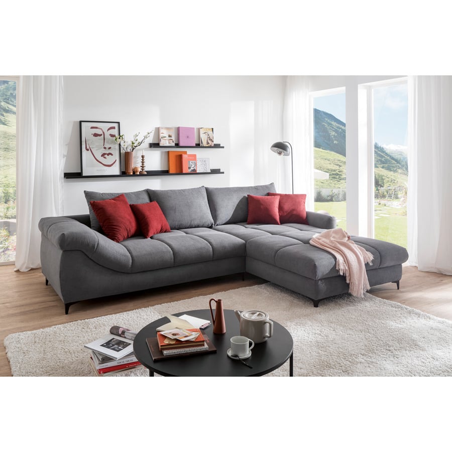 Ecksofa Darling Stoff Cord grau