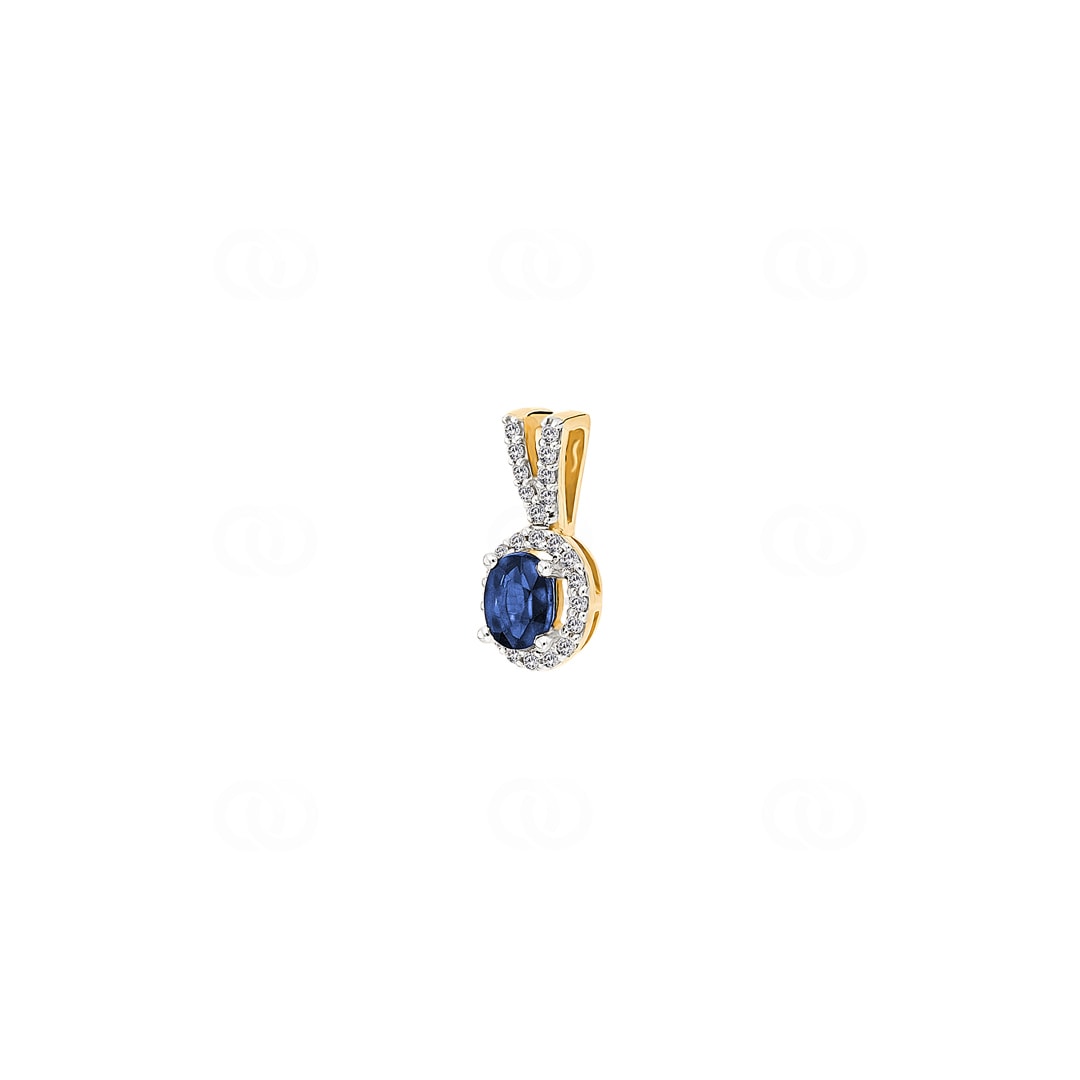 Anhänger 750/18 K Gelbgold mit Saphir oval und Diamanten 0.10 ct H/si