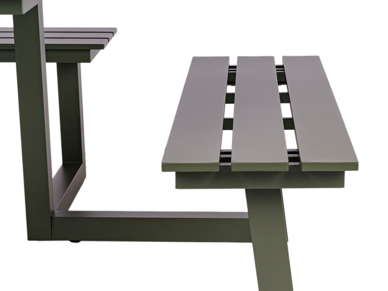 vierkante aluminium picknicktafel Dex 215 cm olijfgroen