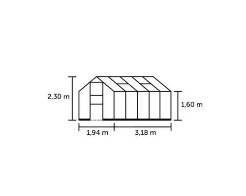 Halls Burford 610 kas, 3 mm veiligheidsglas met fundering, 317x194 cm, zwart