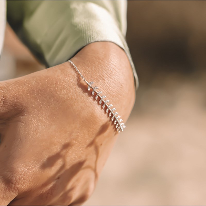 Bracelet Fin Argent Mode Tendance Epis de Blé Zirconium