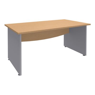 Bureau droit DUAL - L180 - Pieds Alu - plateau imitation Hêtre