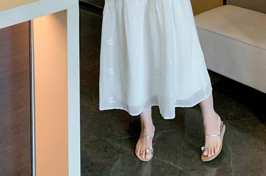 Krezol - Plus Size Korte Mouw Vierkante Hals Zomerjurk / Midi Zomerjurk