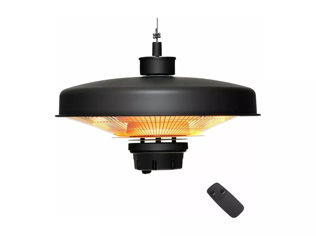 Chauffage Électrique Suspendu à InfraRouge 2000 W, Chauffage Radiant de Plafond Extérieur Étanche IP65 Protection Contre la Surchauffe, pour Porche Terrasse Tonnelle