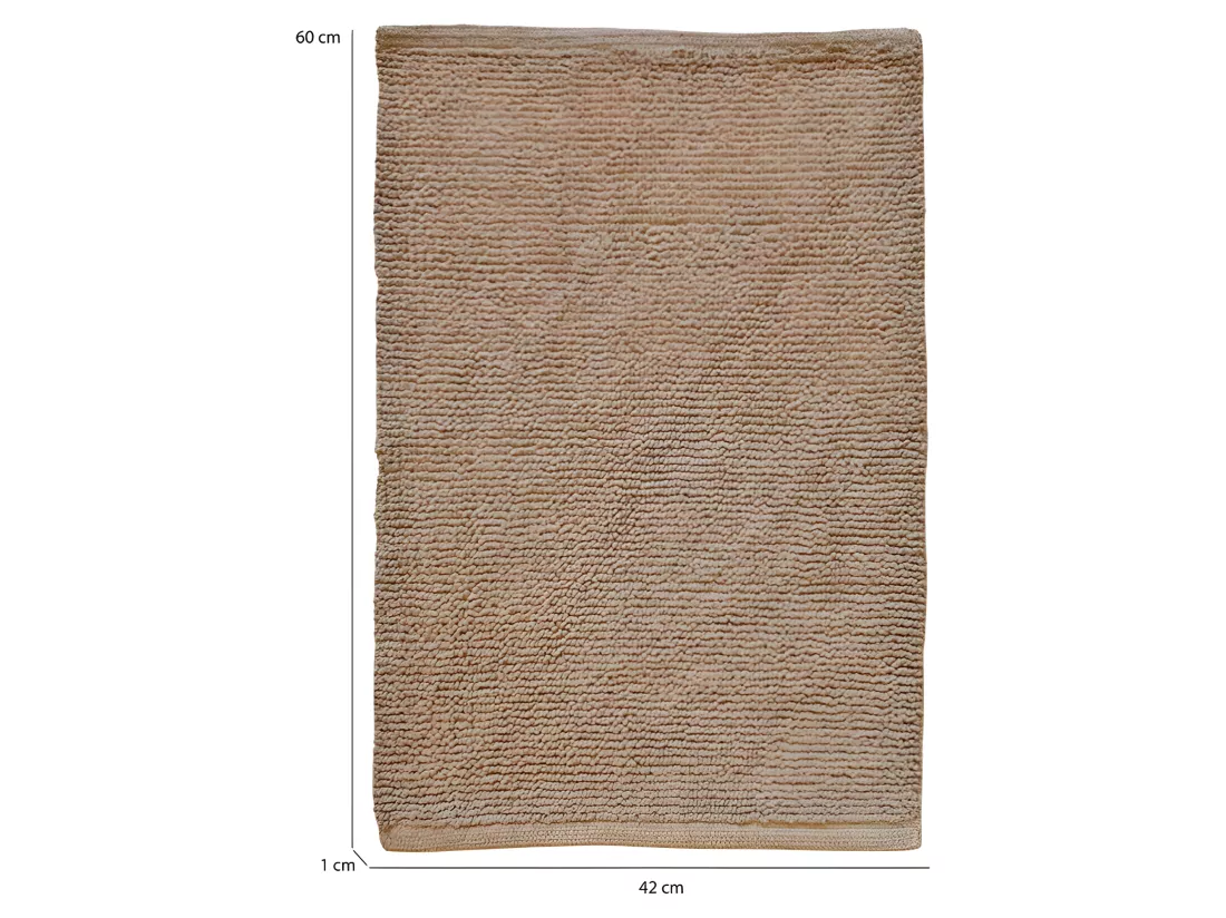 Tapis de salle de bain 40 x 60 cm en coton beige - PEPPO