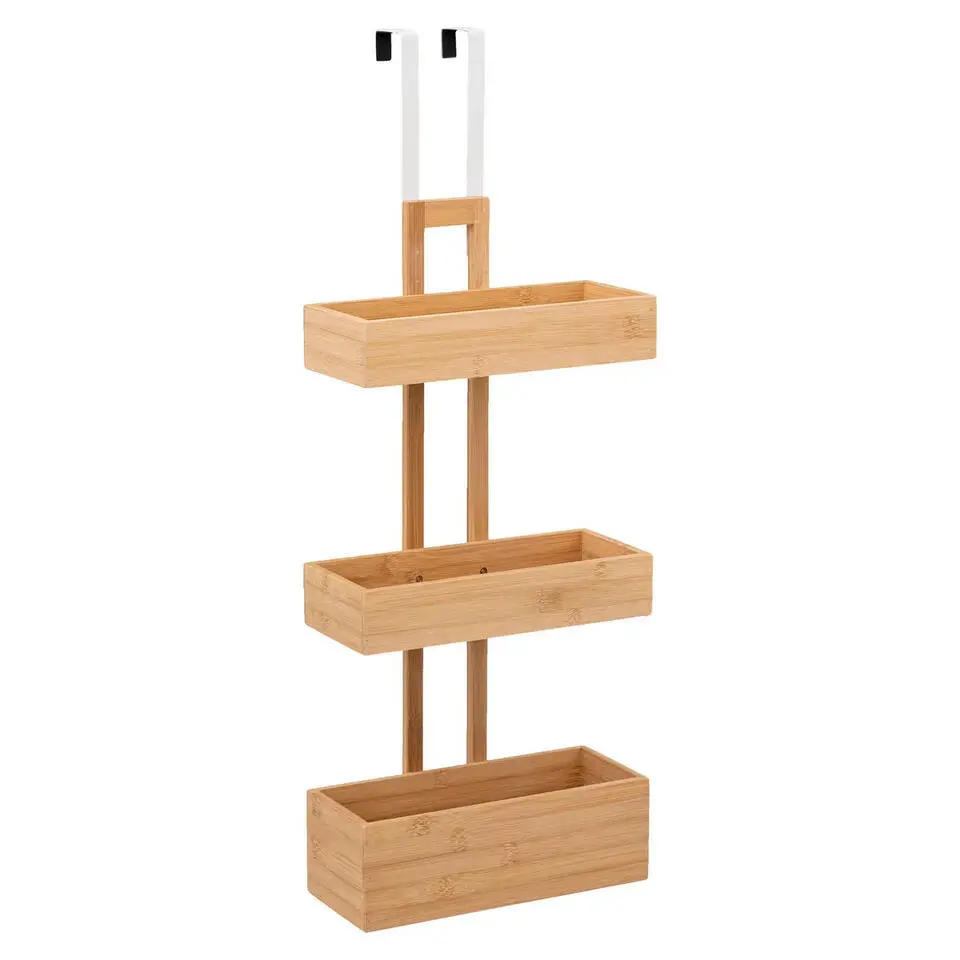 5Five Opbergmanden deur - 3-laags - bamboe - bruin - 28x19x75cm