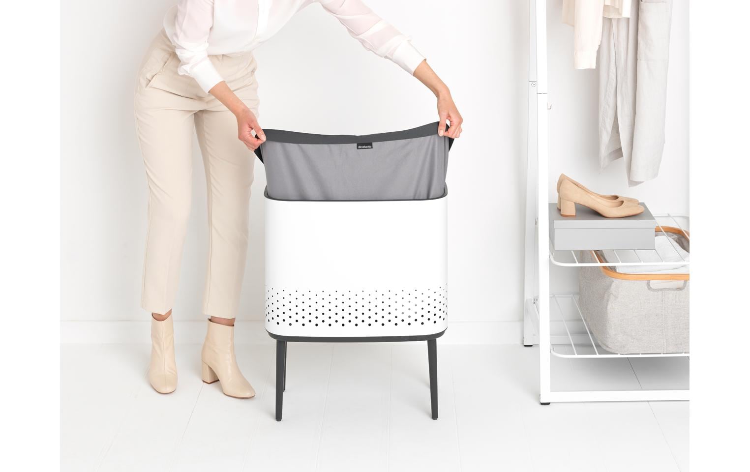 Wäschesammler BO Weiss, 60 l<br>Weisser Wäschekorb