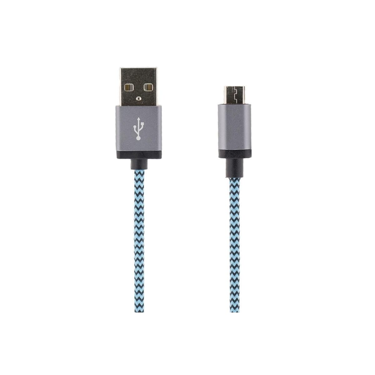 STREETZ USB-kabel, Tygklädd, Typ A ha - Typ Micro B, 1m, blå
