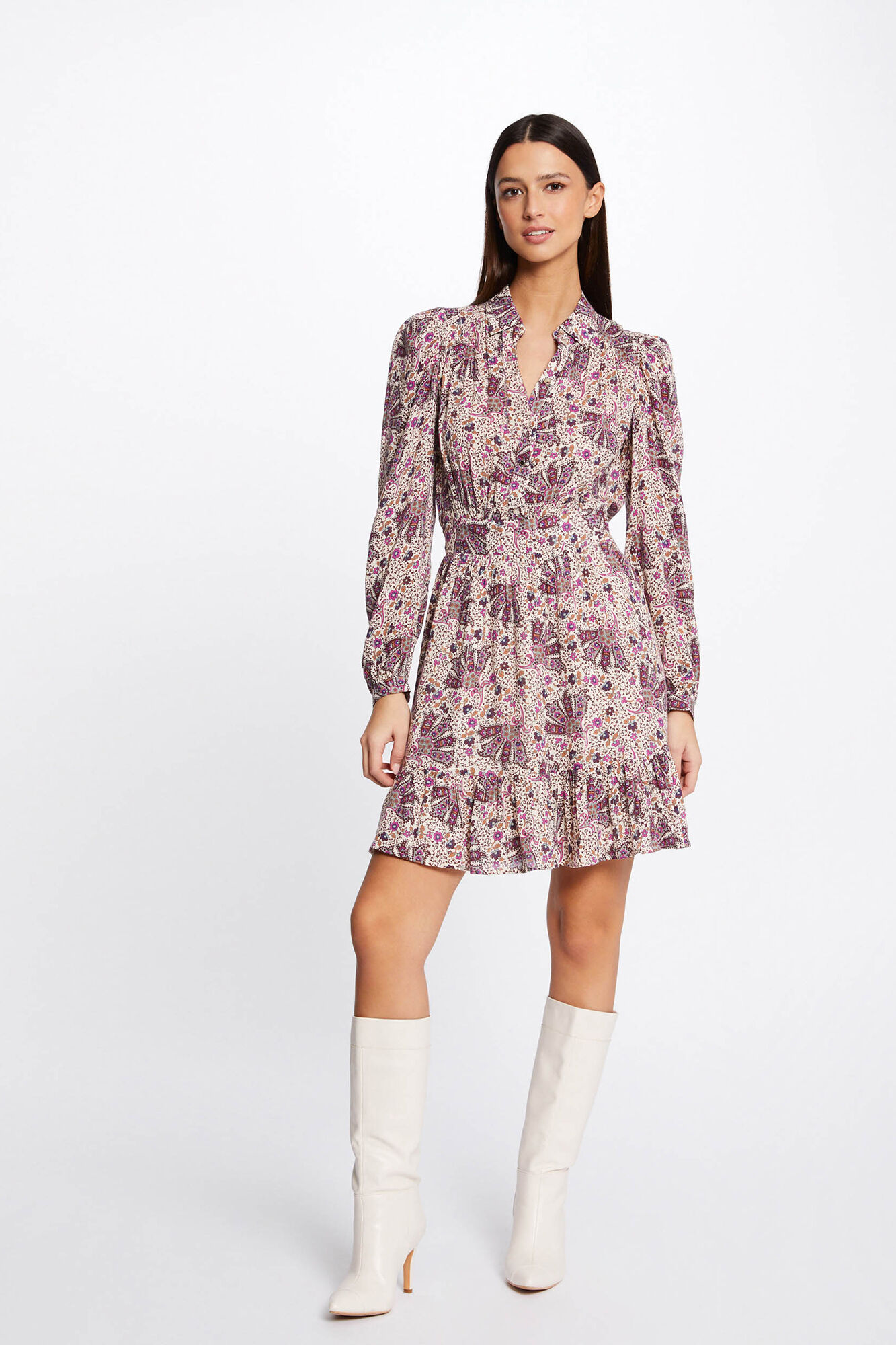 Vestido reto com estampa paisley - Multicolorido