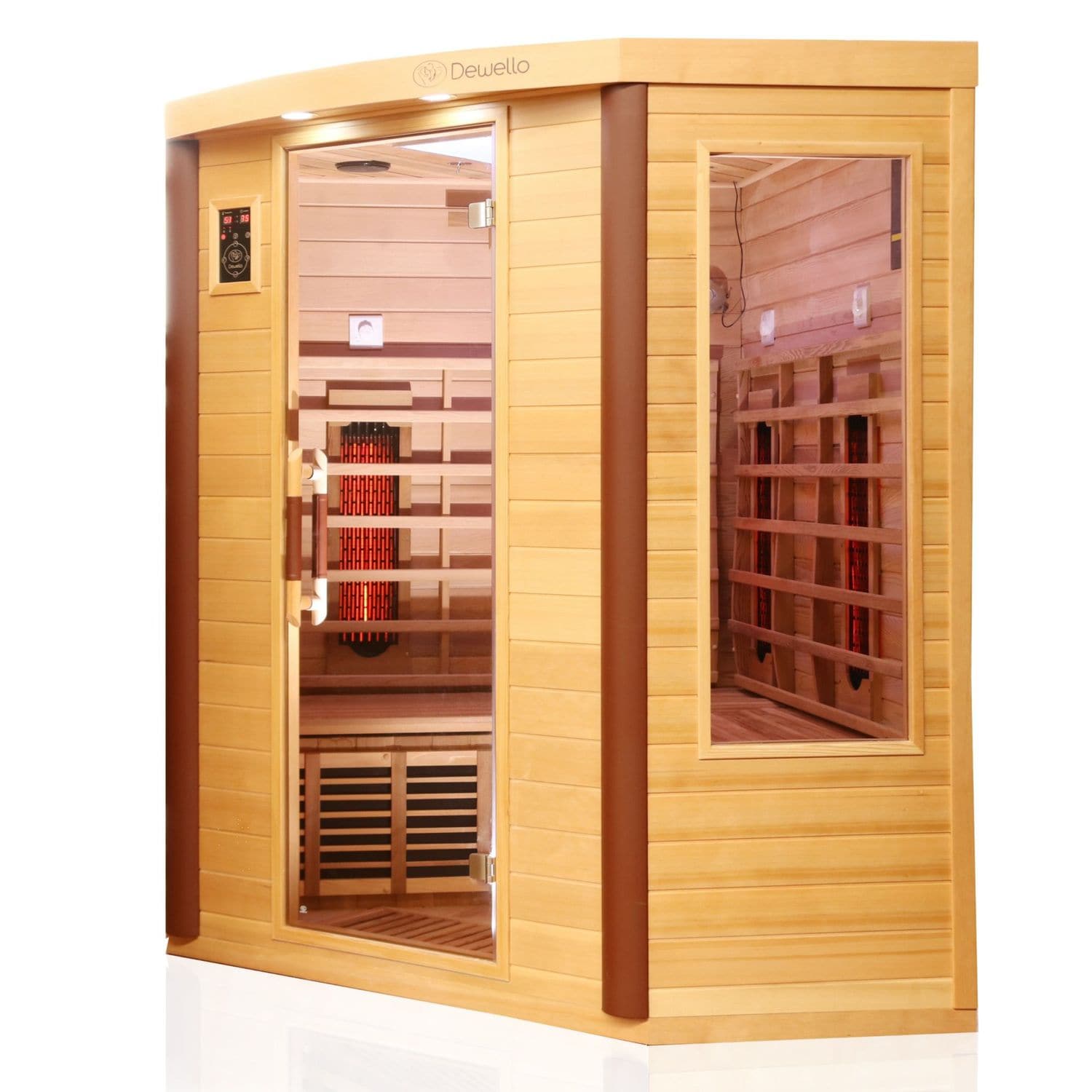 Dewello® Infrarotkabine Infrarotsauna TORONTO 152cm x 152cm inkl. 6 Vollspektrumstrahler, 3 Karbonstrahler, Farblicht