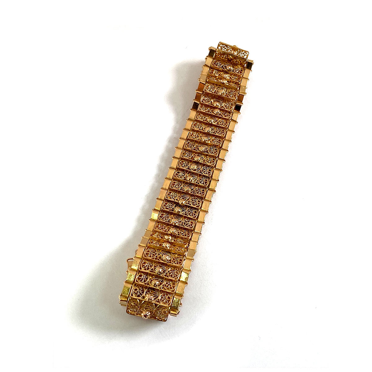 Bracelet d'occasion or 750 jaune style ancien motif fantaisie 19 cm