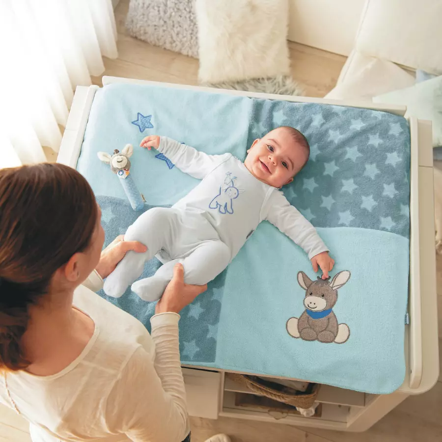Sterntaler Wickelauflagenbezug Emmi hellblau 85 x 72 cm
