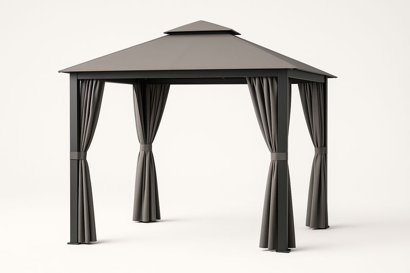 Pavillon mit Stahlrahmen und Polyester-Dach 300x300x260cm Grau