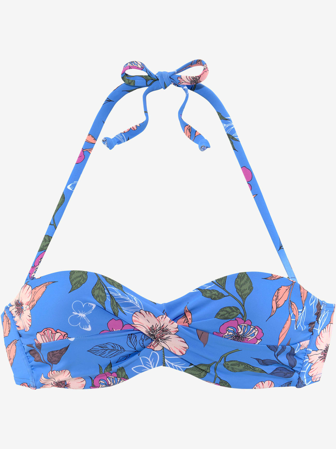 Haut de bikini bandeau à armatures imprimé floral moderne