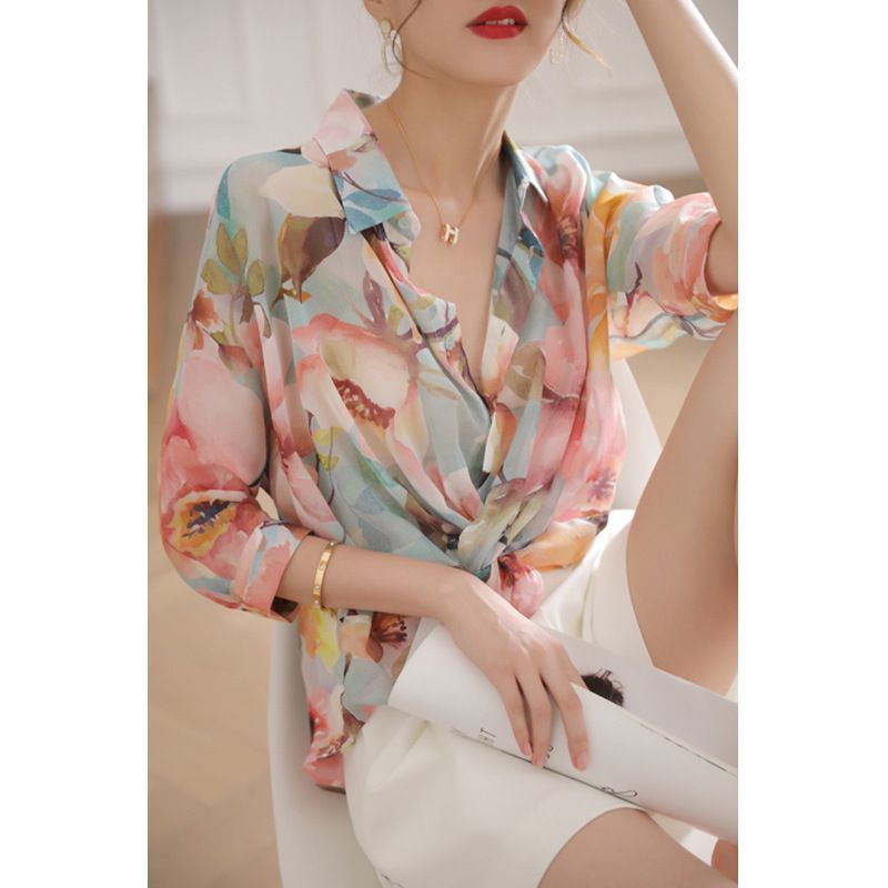 Jeonseon - Blouse met bloemenprint