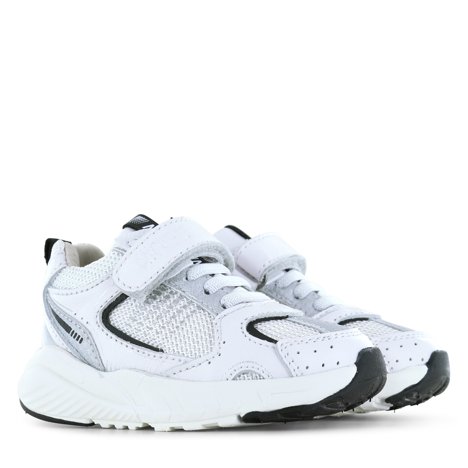 Shoesme wit sneakertje Mesh, Microfiber leer | Uni schoenen
