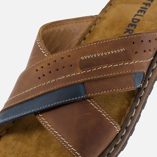 Outfielder Slippers cognac Leer