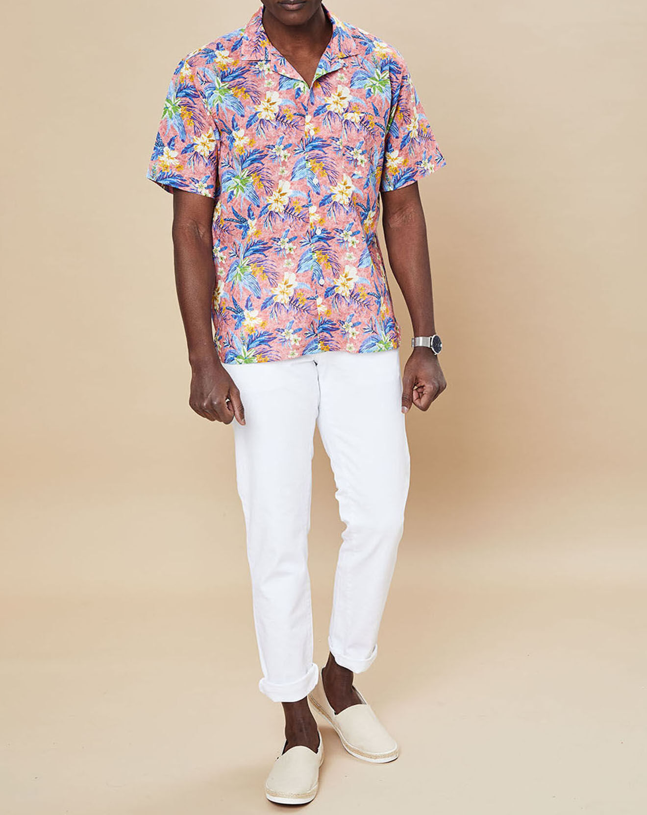 Hartford Chemise en Coton & Lin Regular Fit Palm Mc multicolore