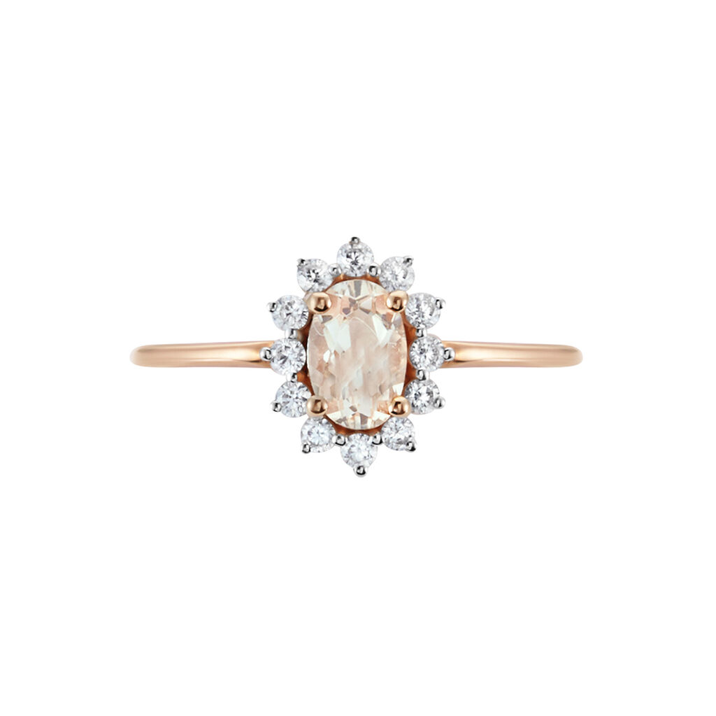 Bague Jozsua Or Rose Morganite Peche Oxyde De Zirconium