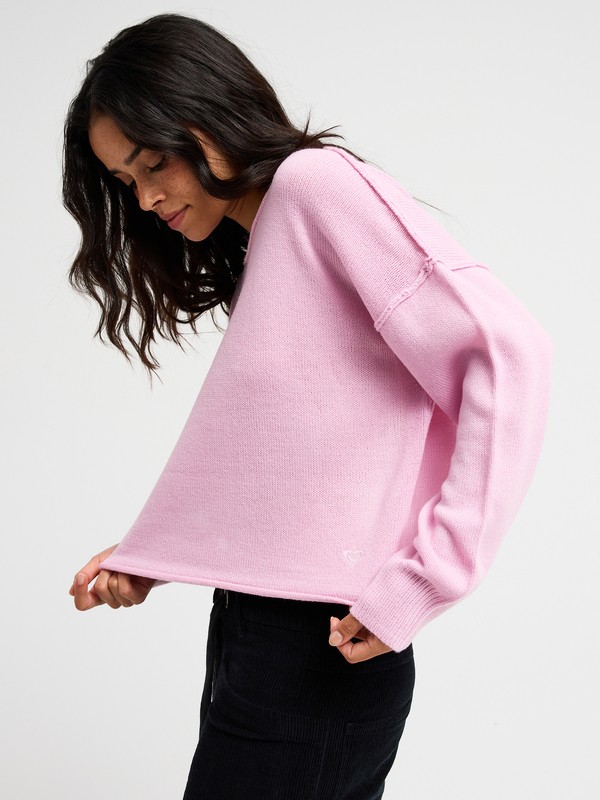 Something Cute Pull à col rond Rose Femme