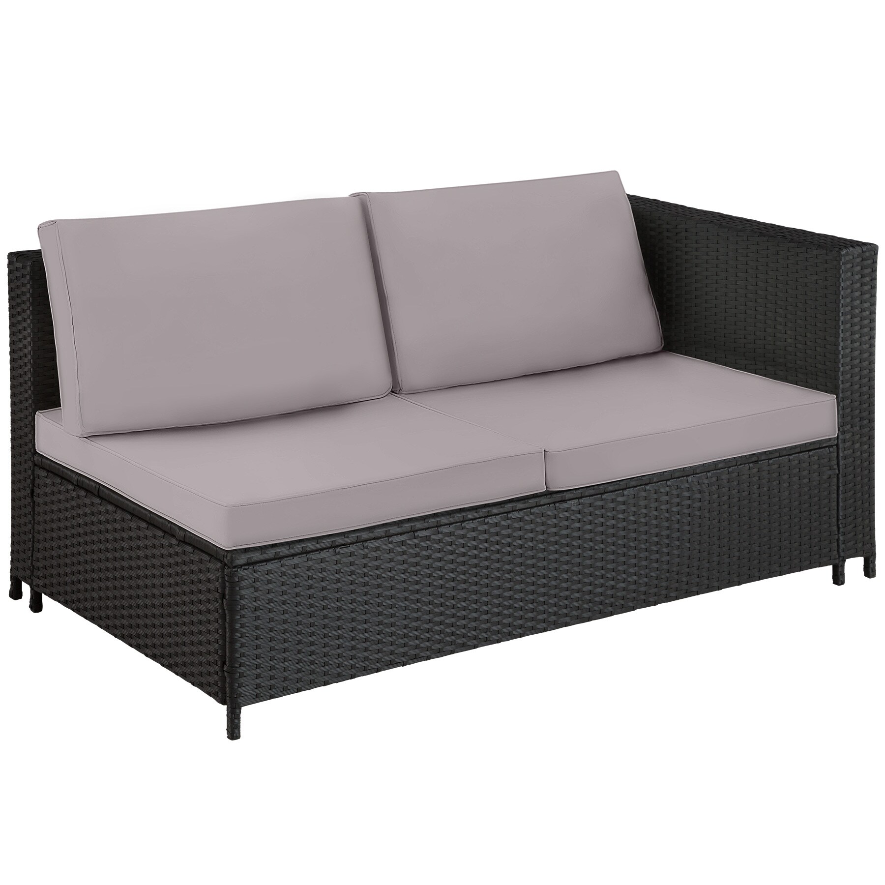 tectake® Rattan Lounge, für 4 Personen, große Aufbewahrungsbox, mit Sicherheitsglasplatte