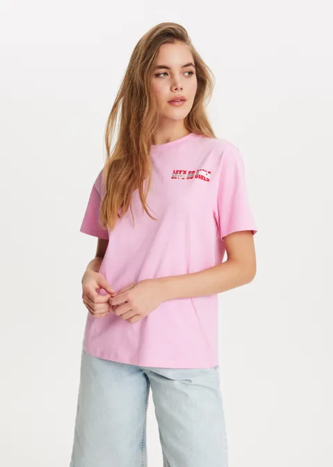 T-shirt met print girls roze (ROS)