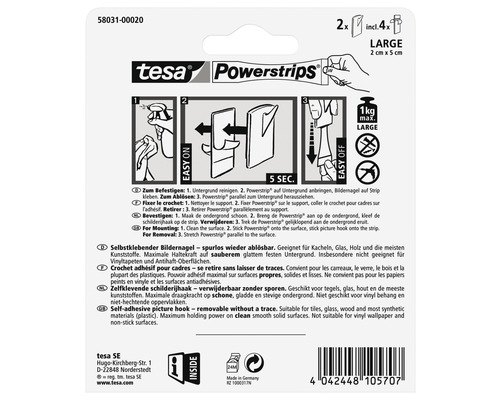 tesa Powerstrips zelfklevende fotonagel 4,3 x 2,7 cm