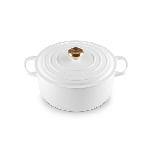 Le Creuset Signature Rund Støbejernsgryde, White, 6,7 L