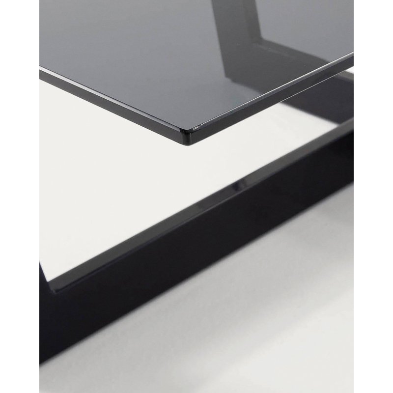 Table basse Plam en verre noir et structure en acier noir 120 x 70 cm