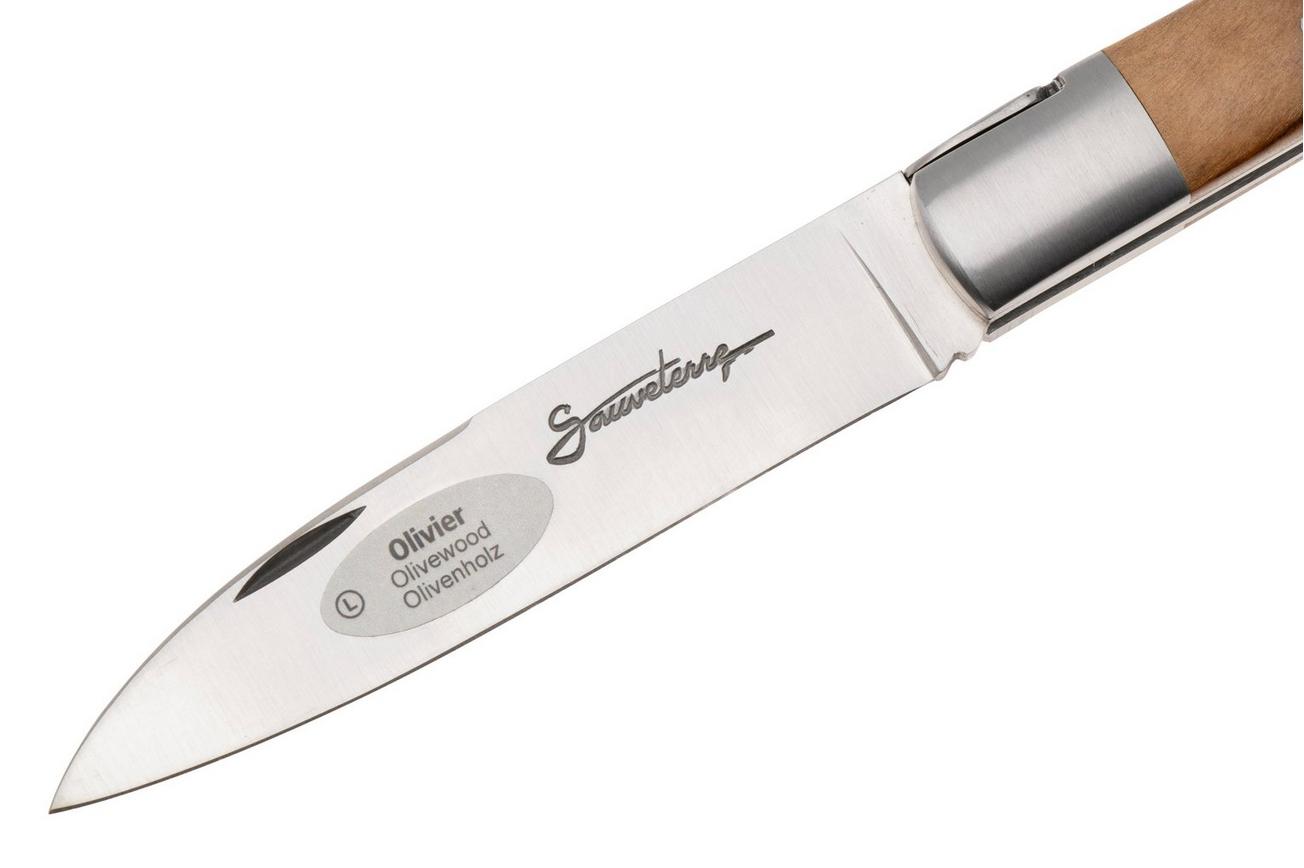 Laguiole en Aubrac Sauveterre Olive, Matt Stainless Bolster, zakmes, 11 cm