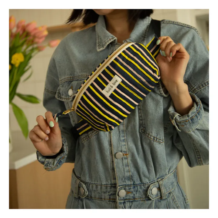 Holi & Love Sac Banane Rayure Coton Bio | Noir