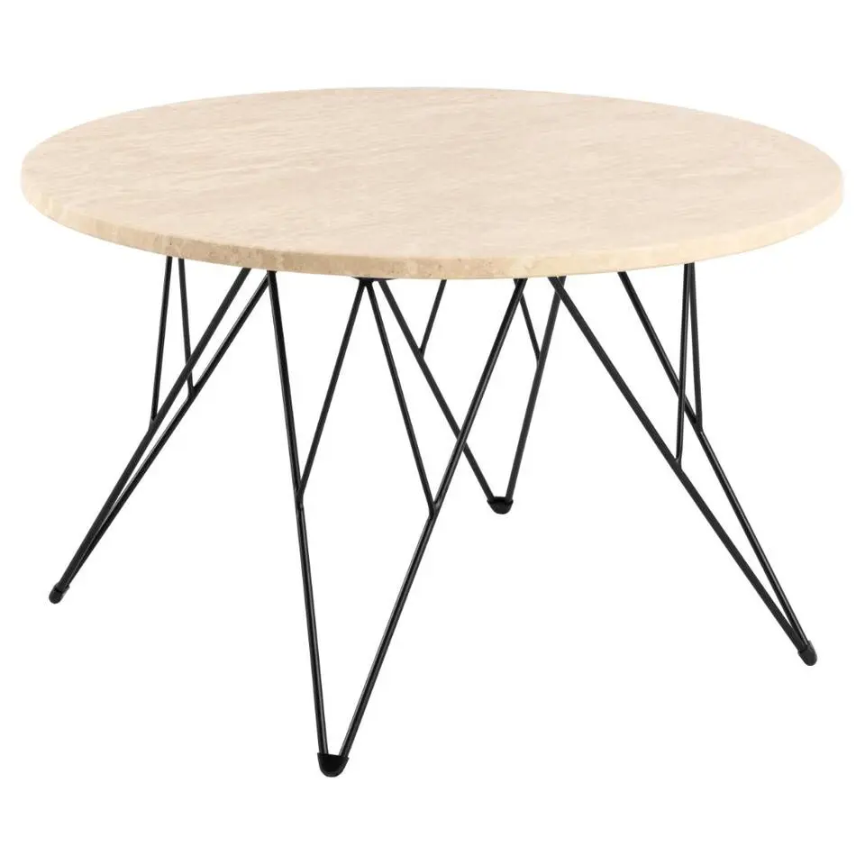 Salontafel Beige/Zwart Travertin - 80x80x46,4cm - Hermanson
