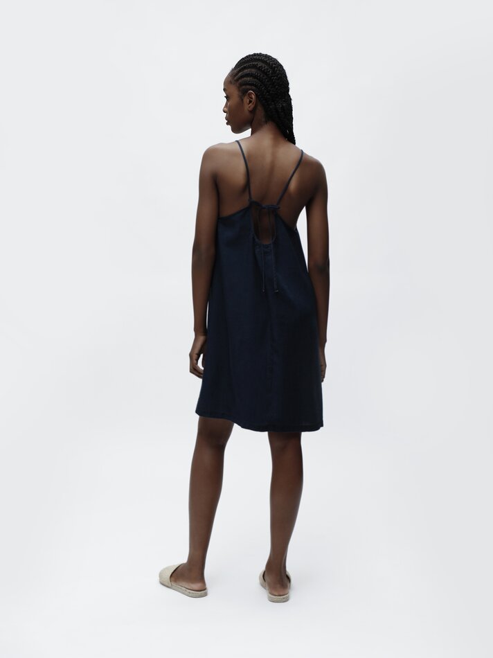 Vestido jeans leve - Azul-marinho