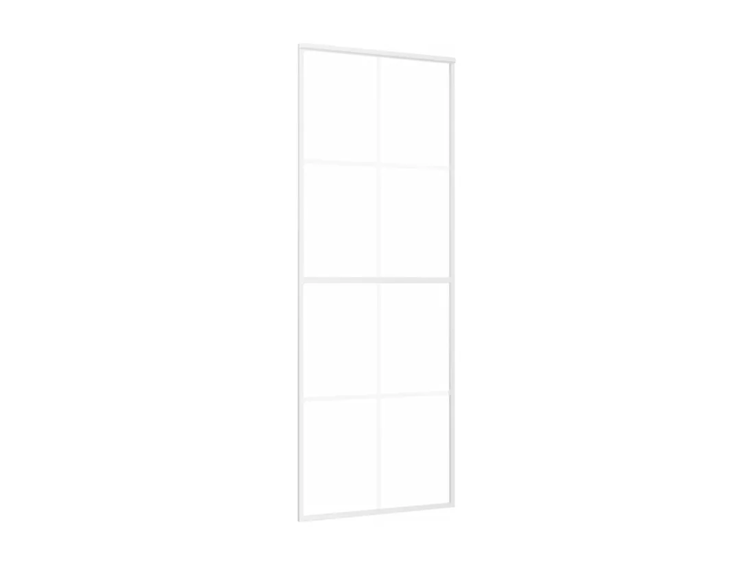 Porte coulissante Verre ESG dépoli et aluminium 76x205 cm Blanc