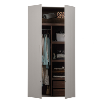 WOOOD kledingkast 2-deurs Rens lichtgrijs hout 210 x 110 x 58 cm