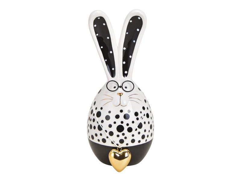 G. Wurm Hase mit Brille und Herzanhänger 22 cm, Gold/Schwar Osterdekoration