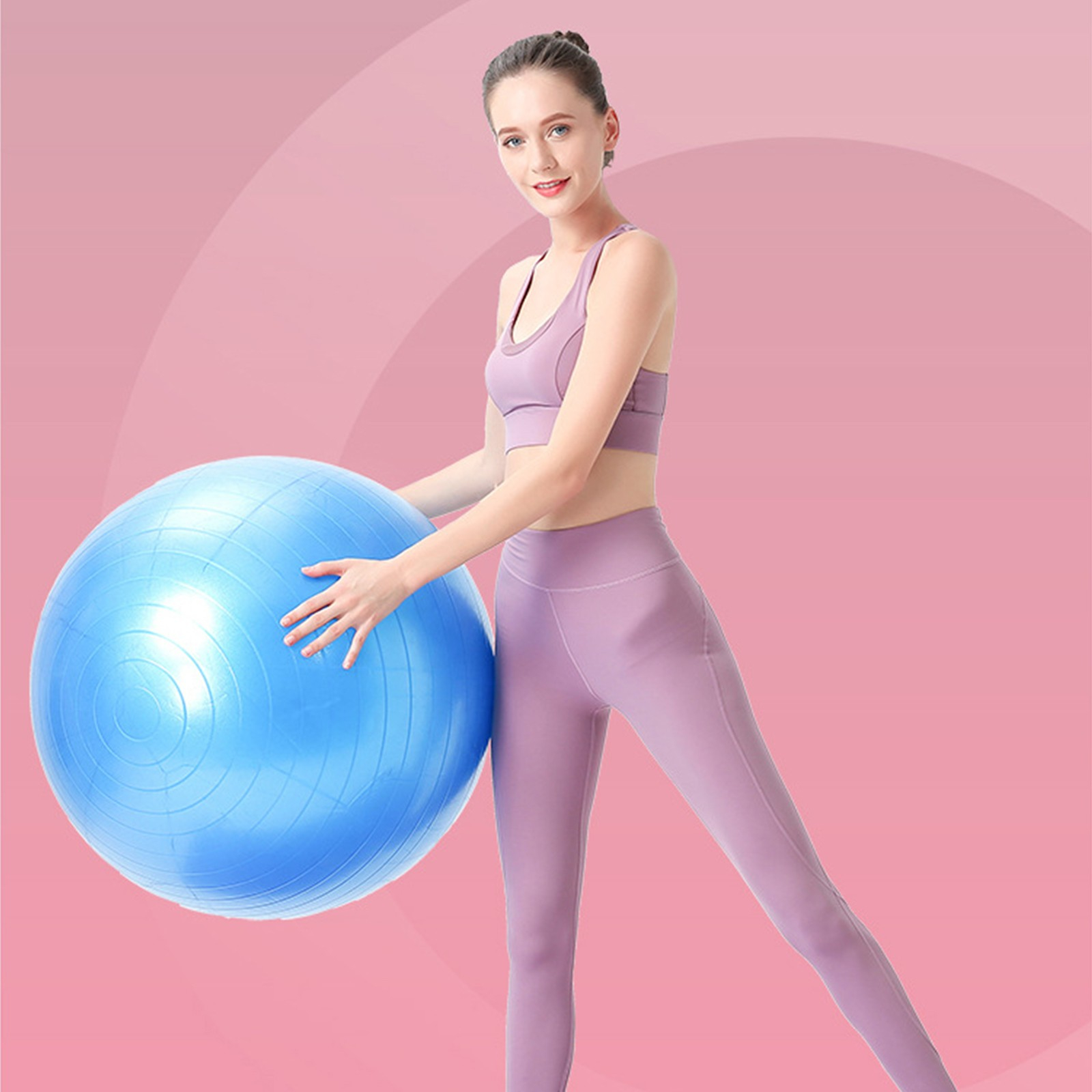(Ø65cm) Robuster Gymnastikball Sitzball für Yoga / Pilates / Crossfit mit Luftpumpe bis 150kg - Pink