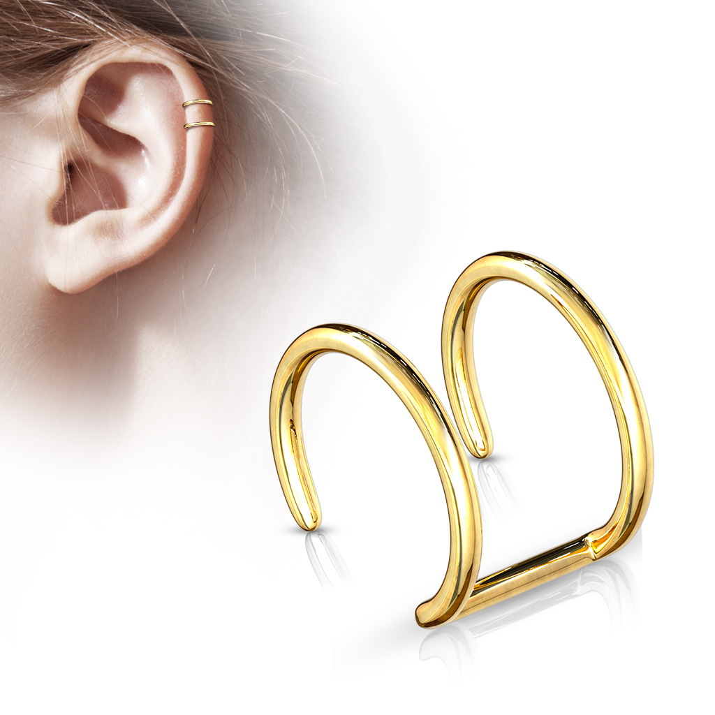 Zweireihiges Fake Helix 316L Chirurgenstahl Fake Ohrpiercing - Gold