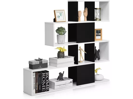 Bibliothèque à 5 niveaux 120x19,5x109 cm étagère de rangement avec dispositif anti