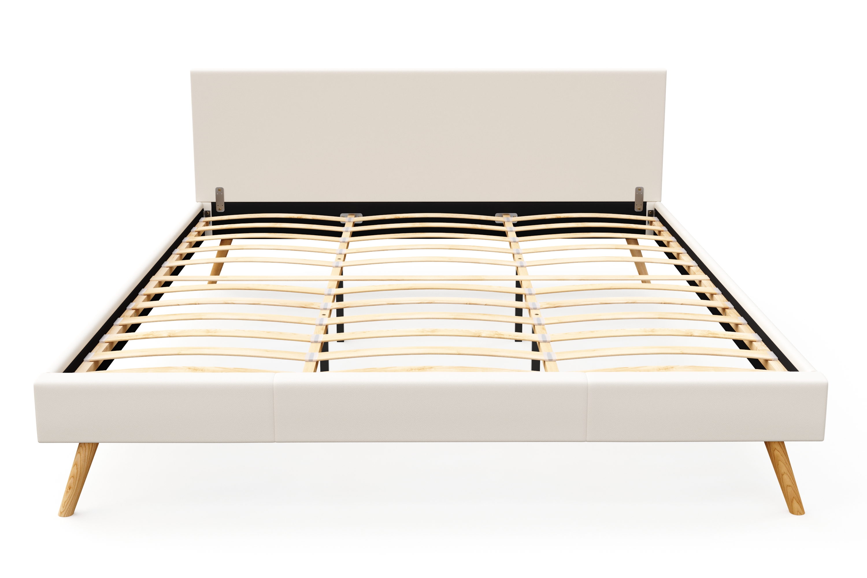 Lederbett ELVAR 180 x 200 cm weiss