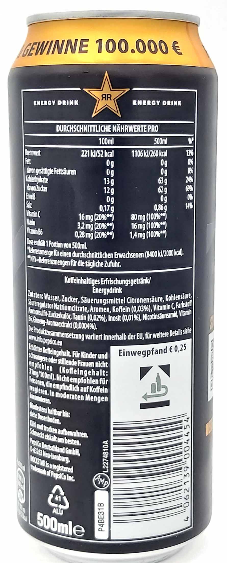 Rockstar Original Energy Drink DOSE 12x 0,5L=6L MHD:5.10.25
