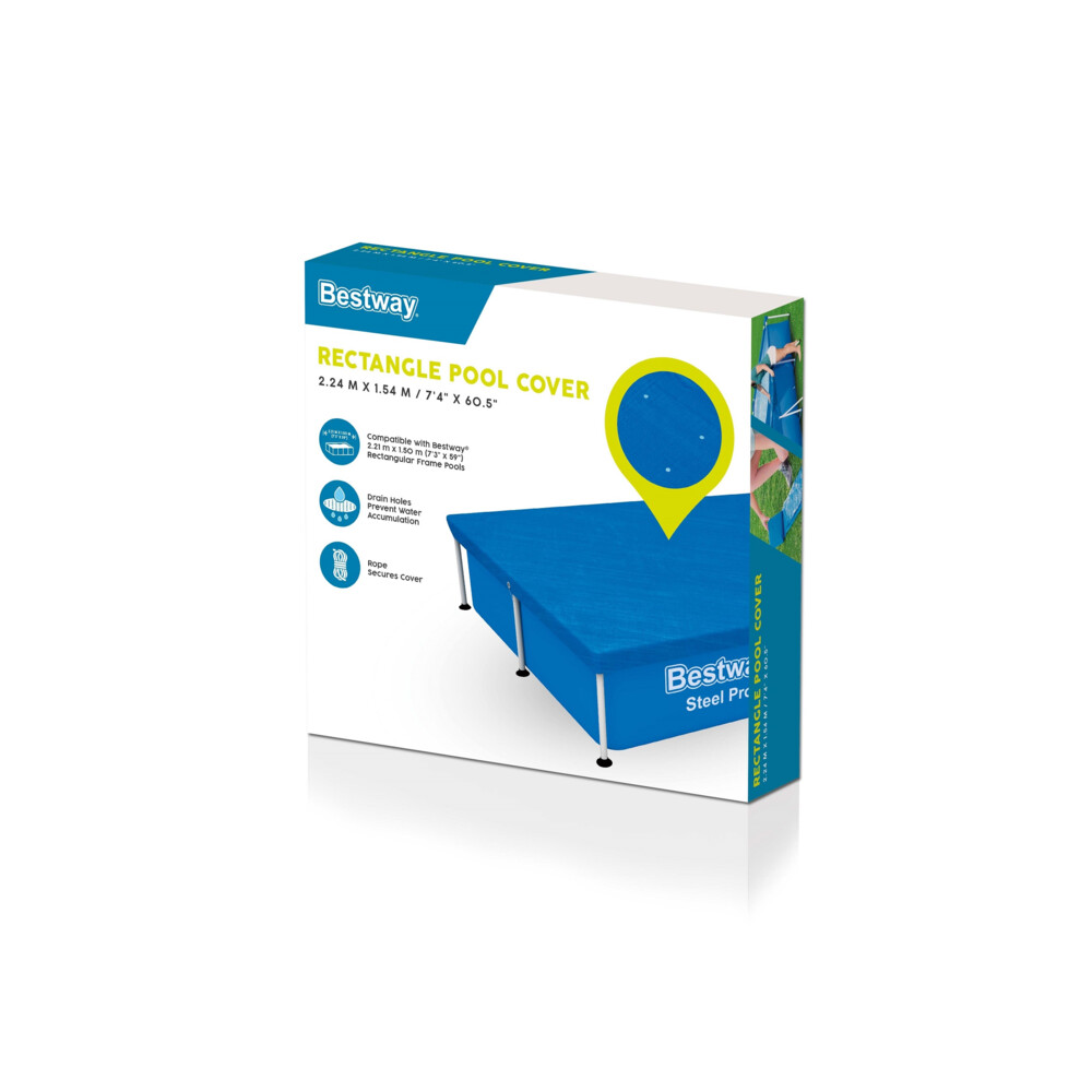 Bestway Cover Steel Pro Rechthoek 221 cm Blauw