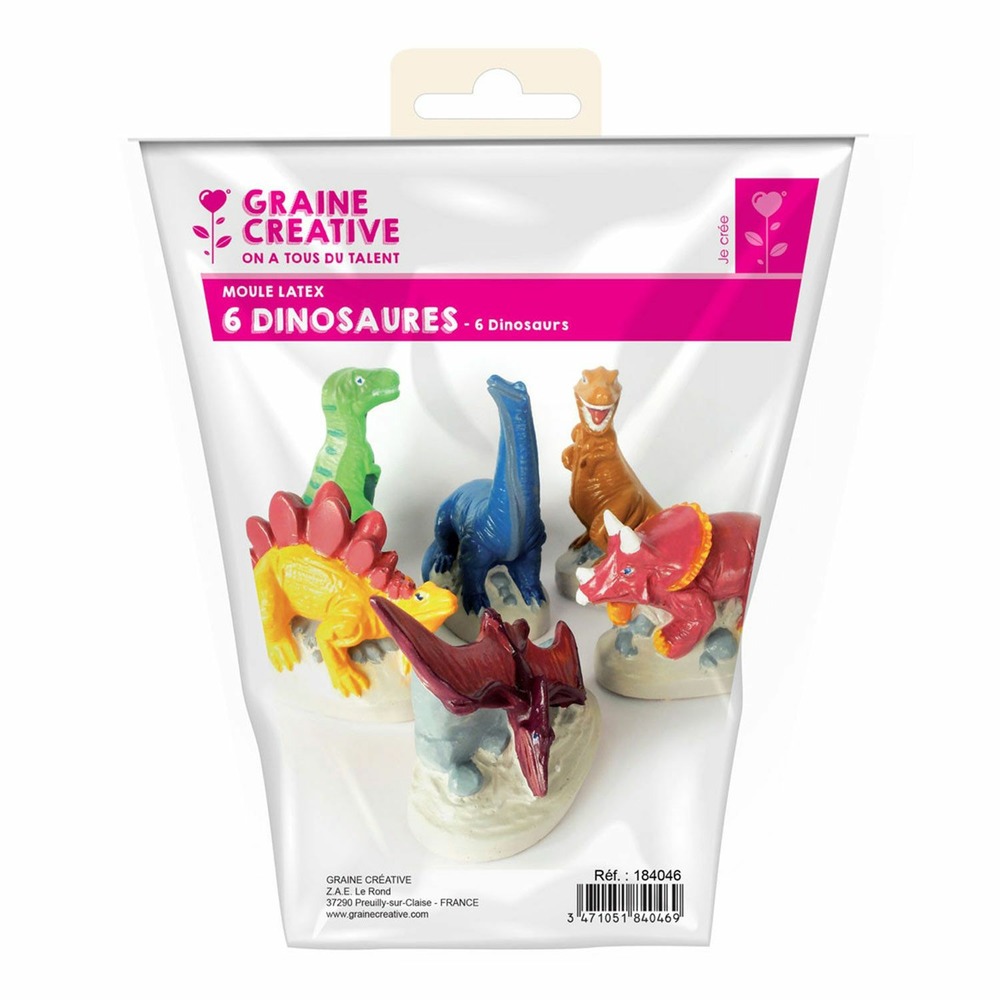 6 moules latex dinosaures
