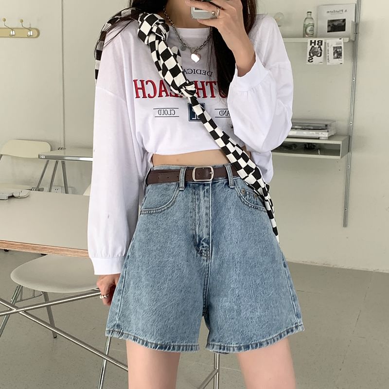Moon City - Wijde denim shorts