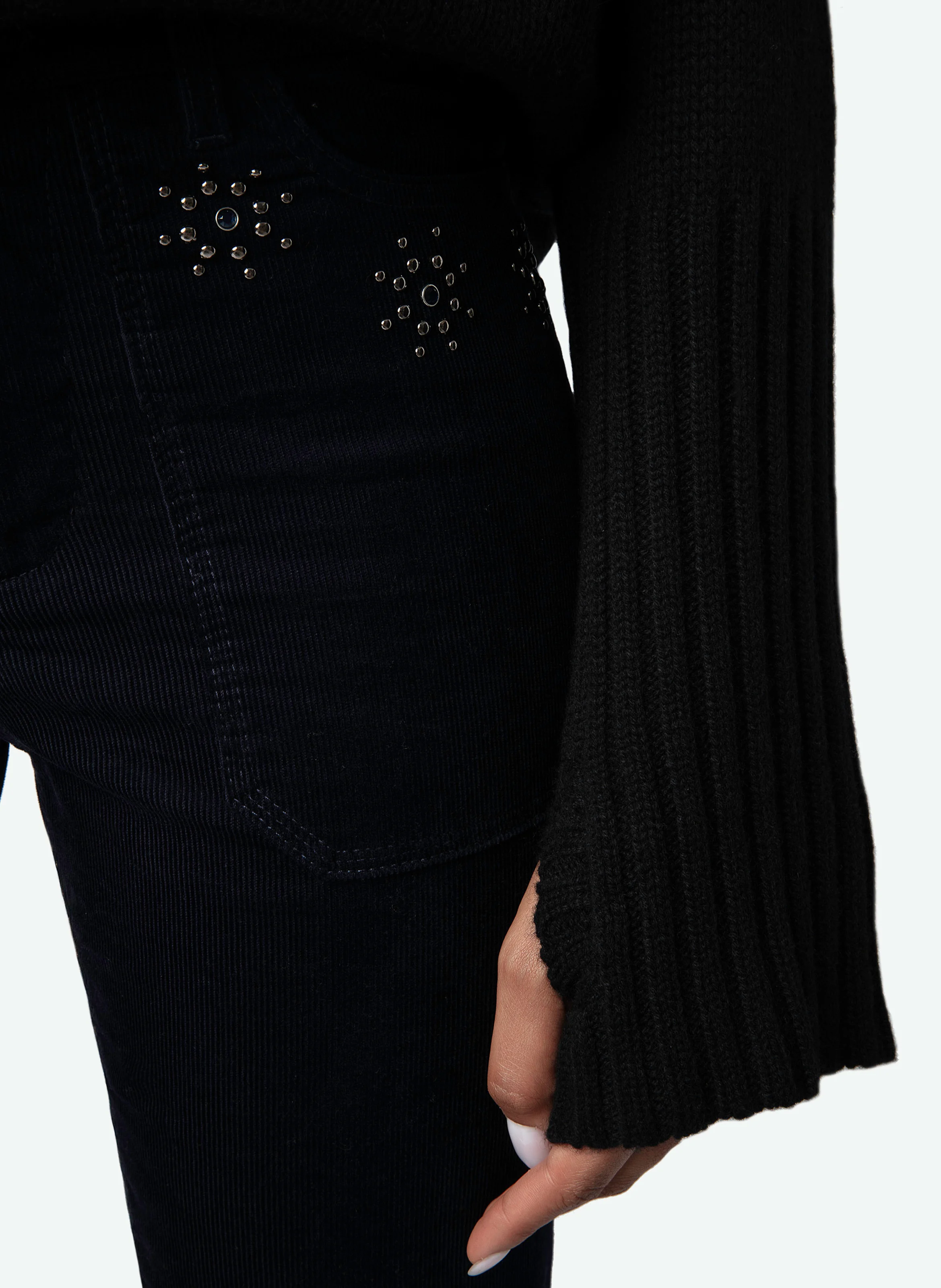 PISTA - Pantalon flare en coton bio mélangé | Bleu