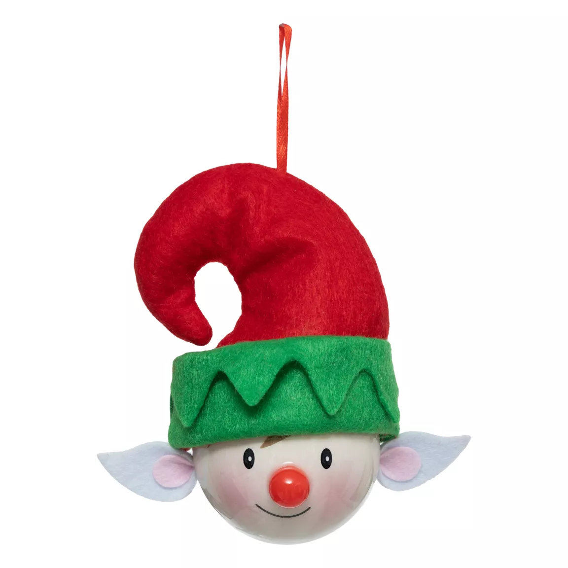 Boule de Noël (D75 mm) Lutin au nez rouge